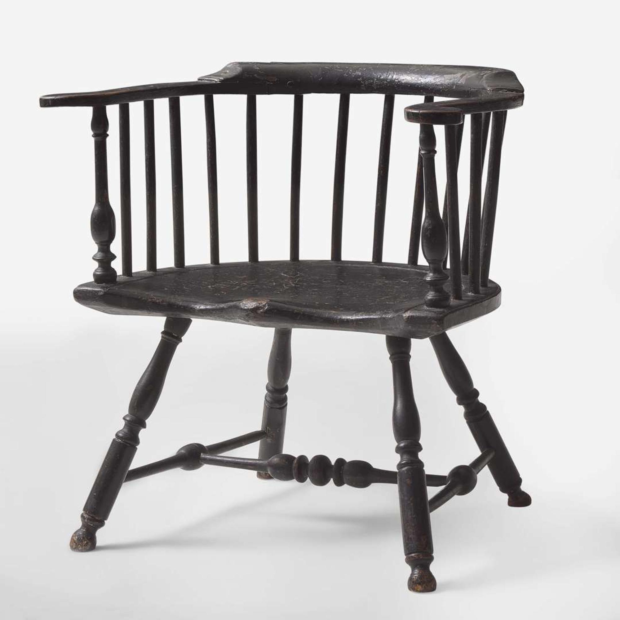 A black-painted low-back Windsor armchair Philadelphia, PA, late 18th century