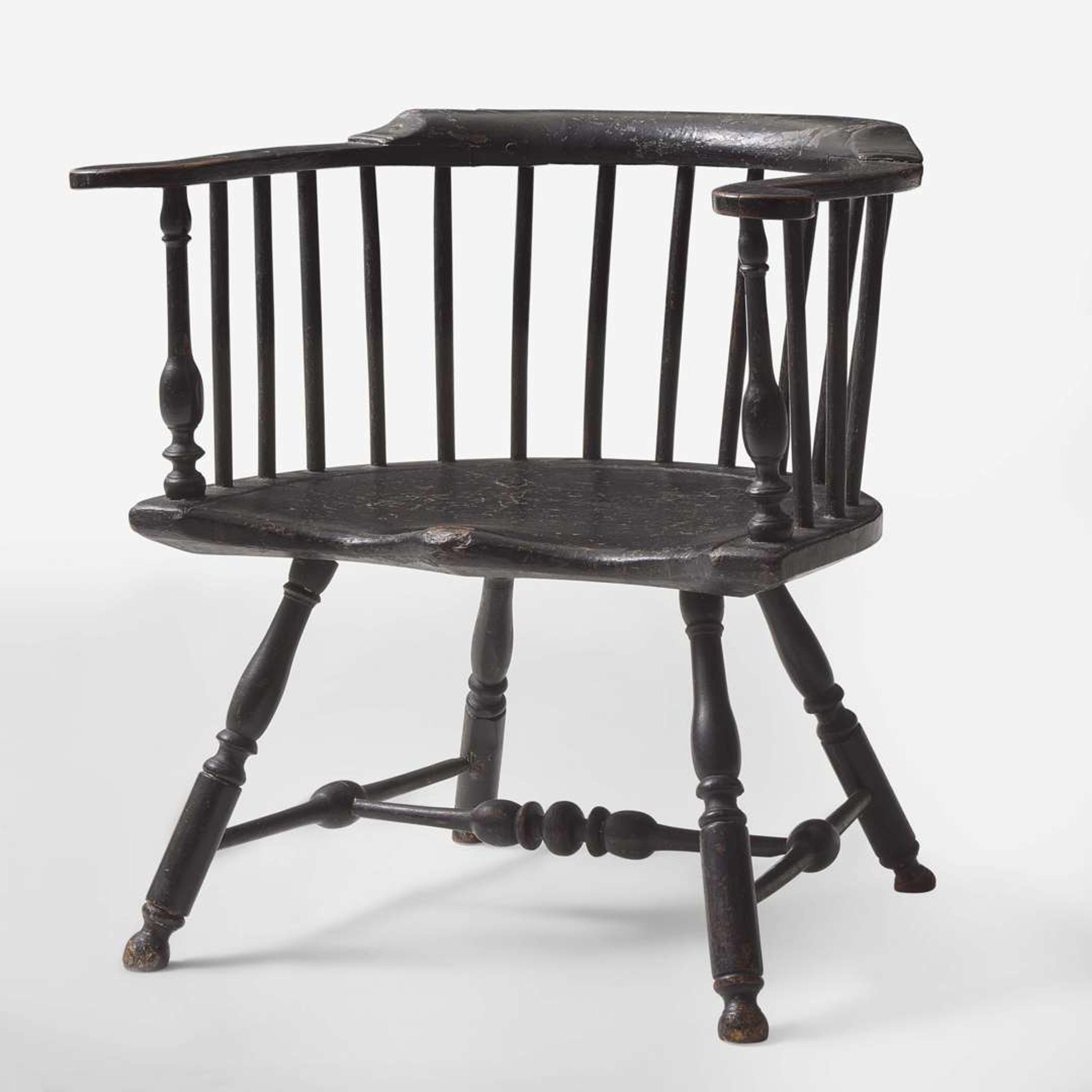 A black-painted low-back Windsor armchair Philadelphia, PA, late 18th century