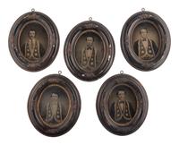 [EARLY PHOTOGRAPHY -- FRATERNAL ORDERS]. A group of 5 framed tintype portraits of members of a fraternal organization.