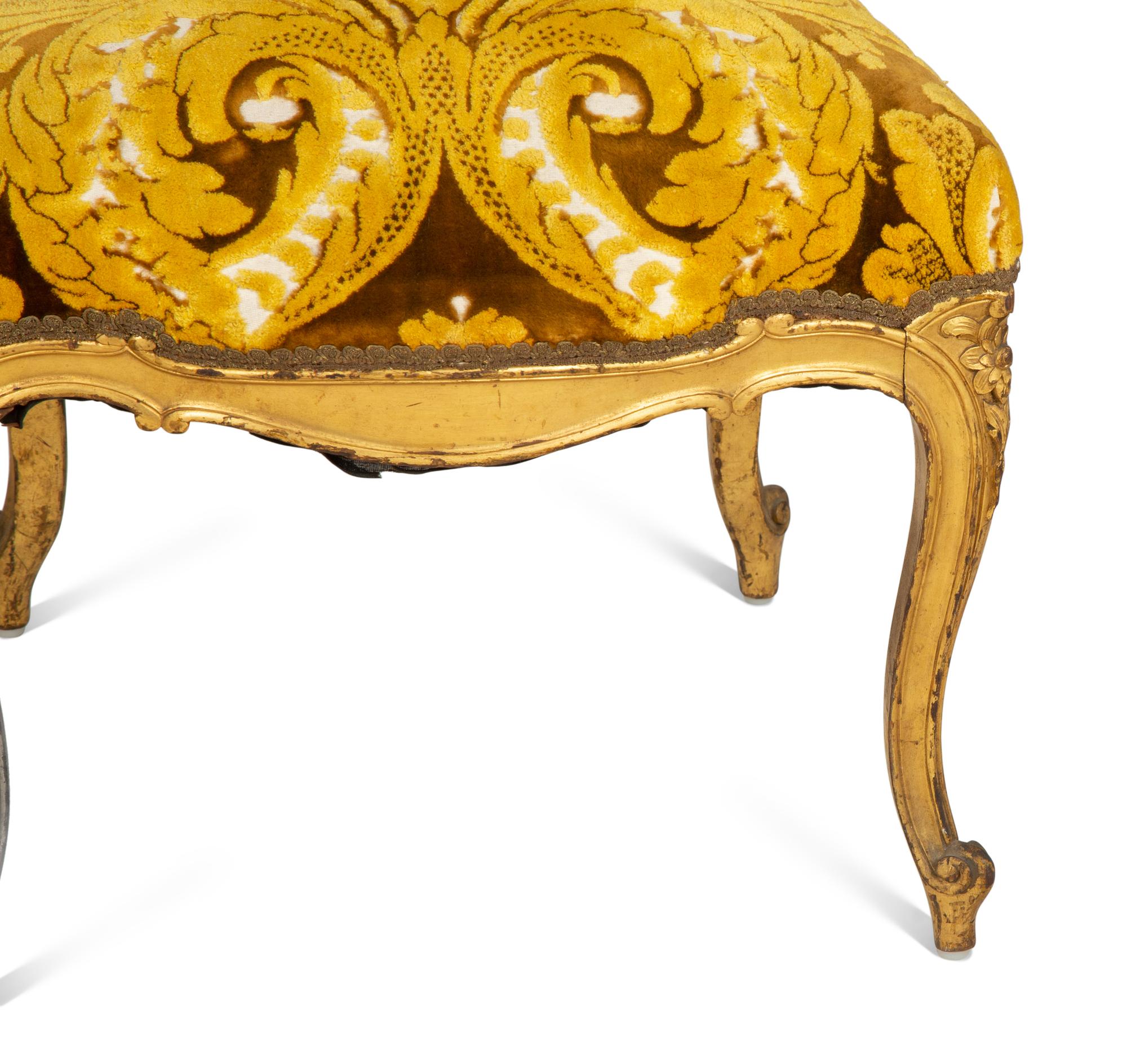 A Pair of Italian Louis XV Style Giltwood Side Chairs