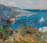 Michael Califano, (American, 1890-1979), Seascape with Boats