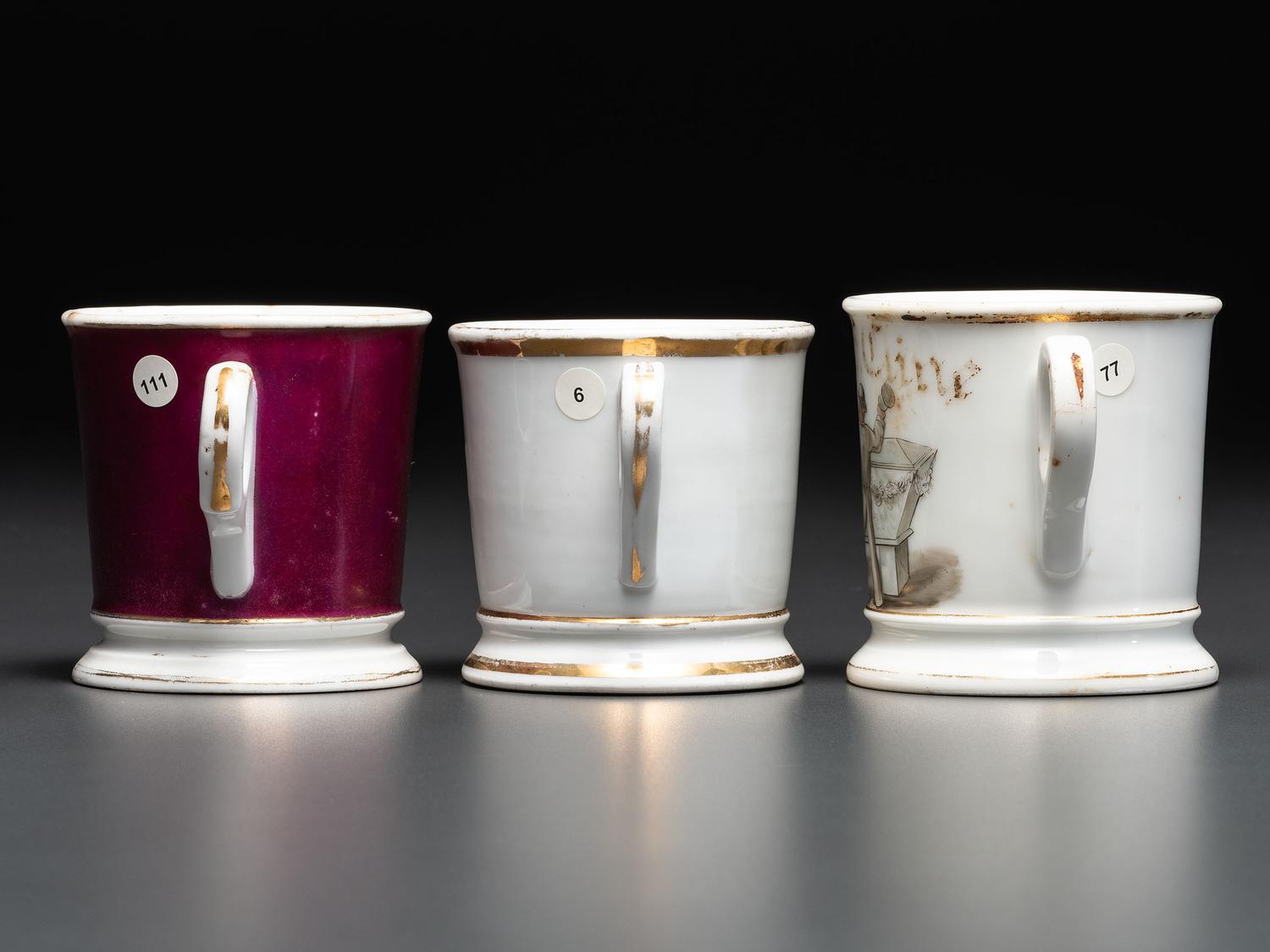 Three Porcelain Occupational Shaving Mugs