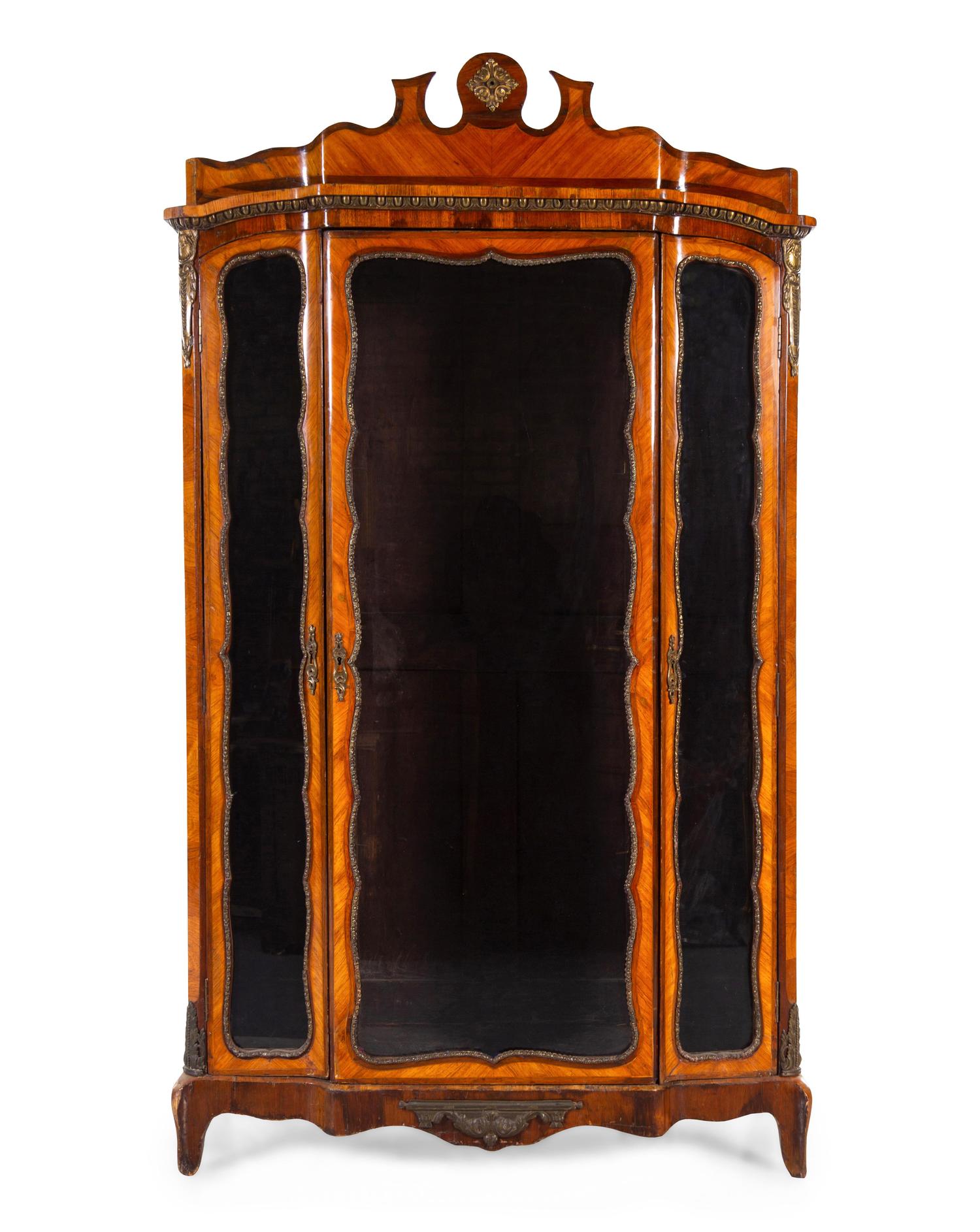 A Napoleon III Style Various Woods Vitrine Cabinet