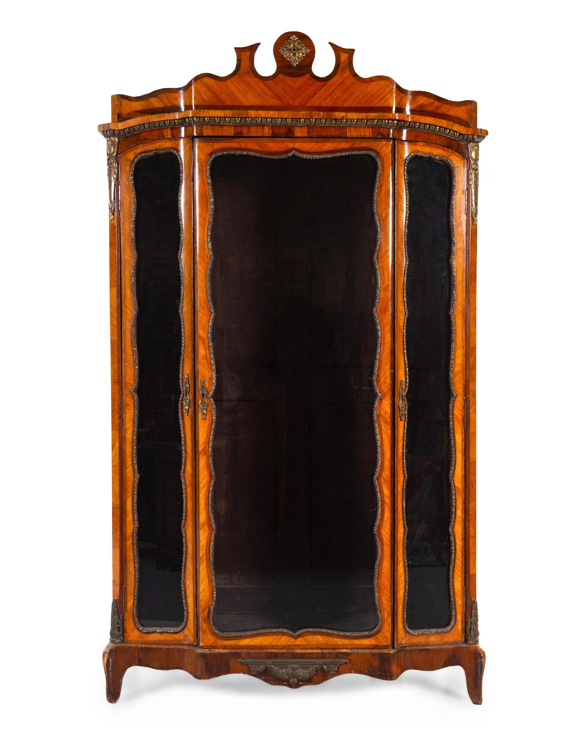 A Napoleon III Style Various Woods Vitrine Cabinet