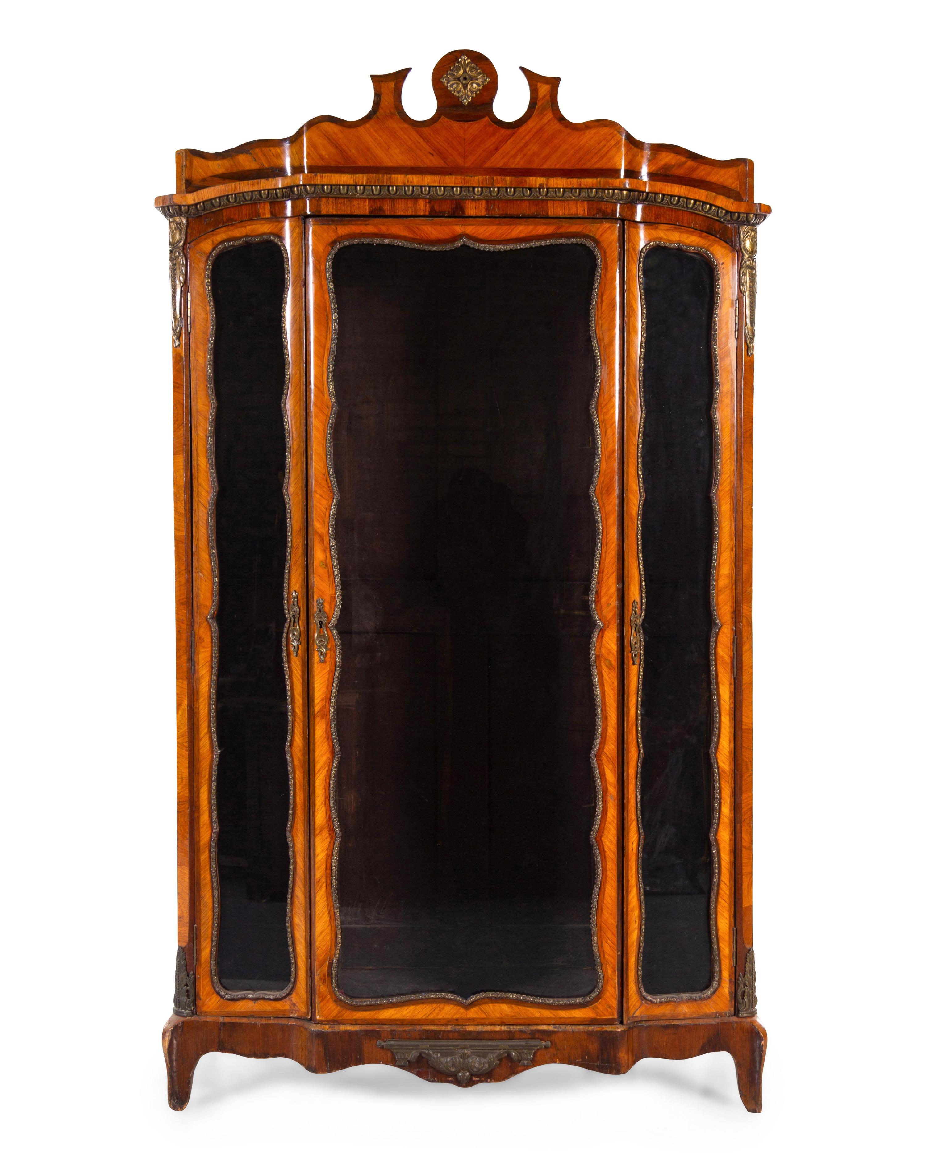 A Napoleon III Style Various Woods Vitrine Cabinet