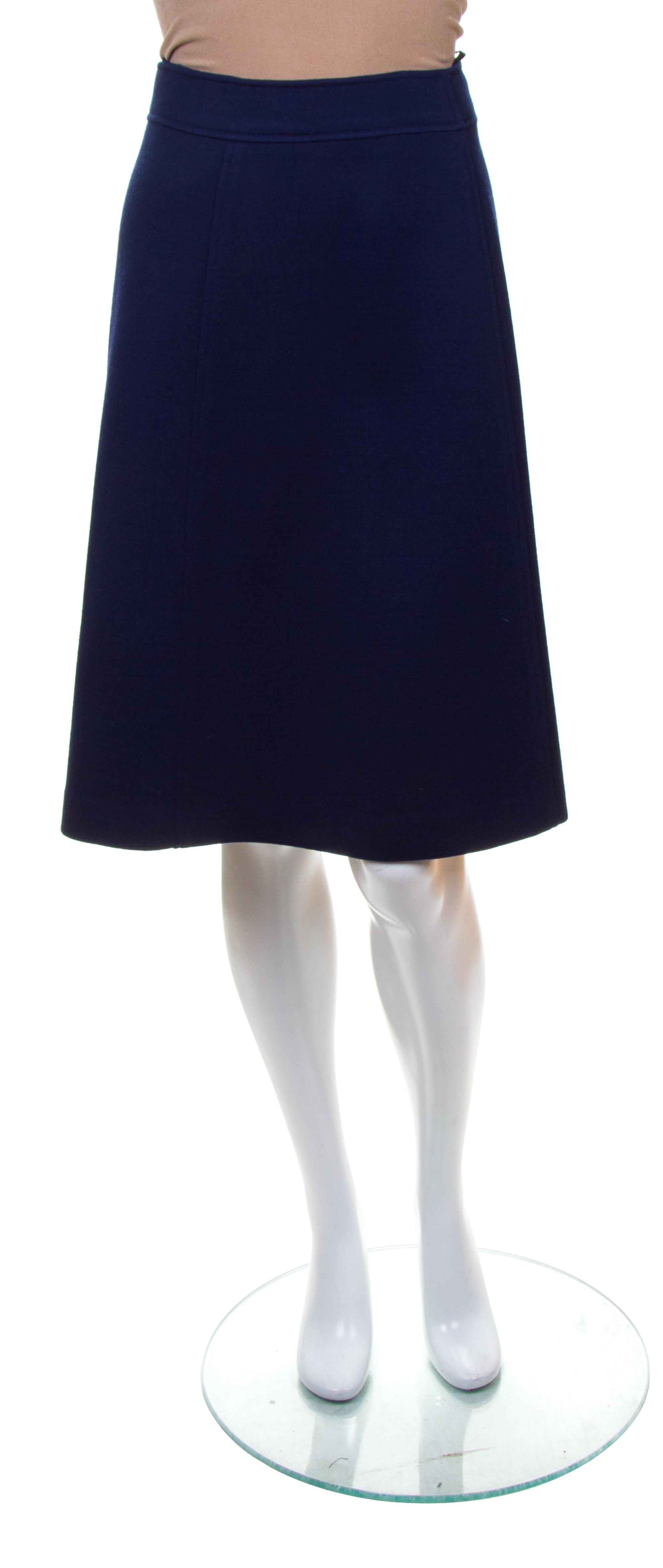 A Group of Three Courreges Skirts, Mint and navy, Size A, blue Size B.