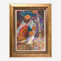 A Wedgwood Fairyland Lustre "Torches" Plaque UK, 1920s