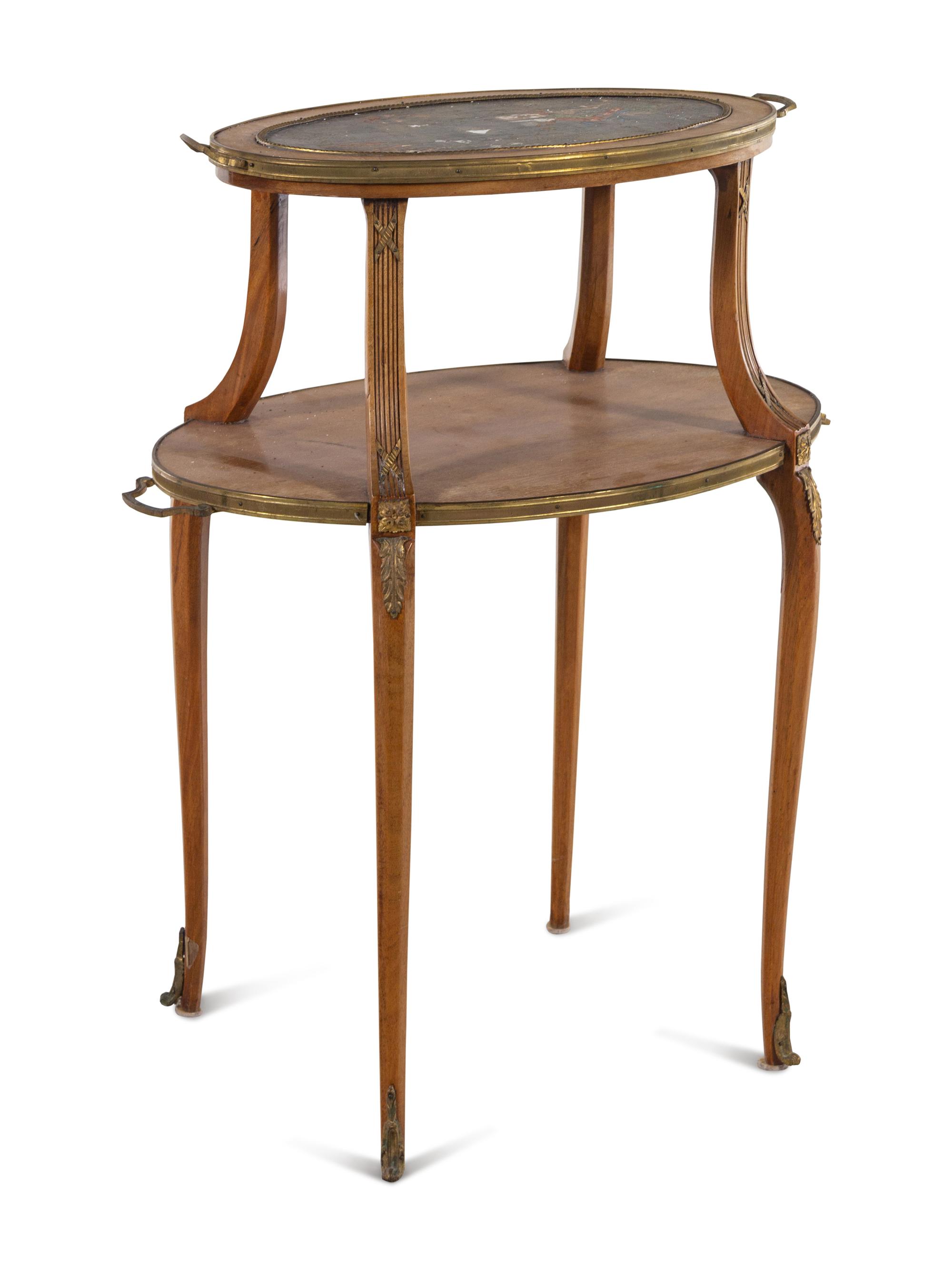A Louis XV Style Gilt Bronze Mounted Two-Tier Table