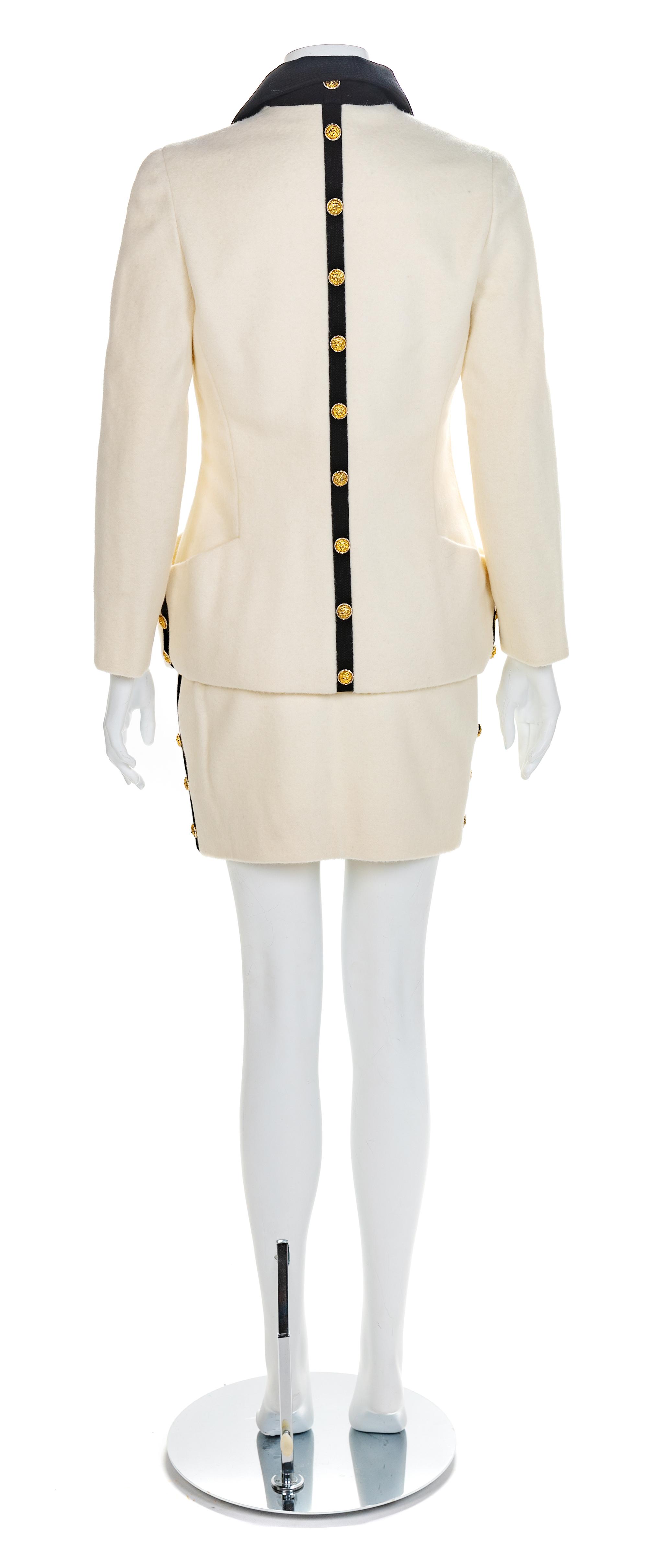 Atelier Versace Jacket and Skirt with Goldtone Buttons, 1990s No size label