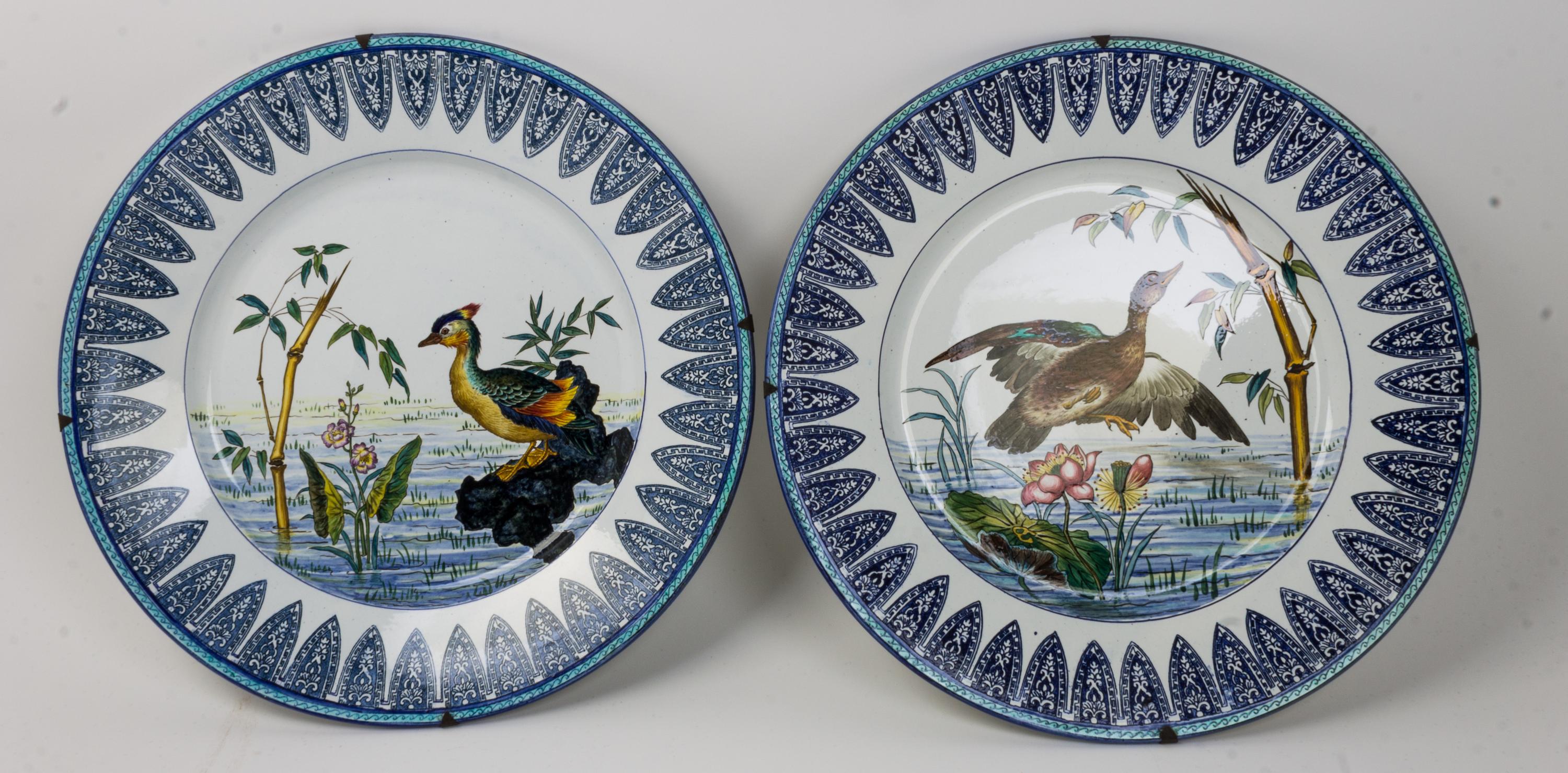 A Pair of Painted Pottery Chargers Diameter 16 1/4 inches. — 20TH CENTURY