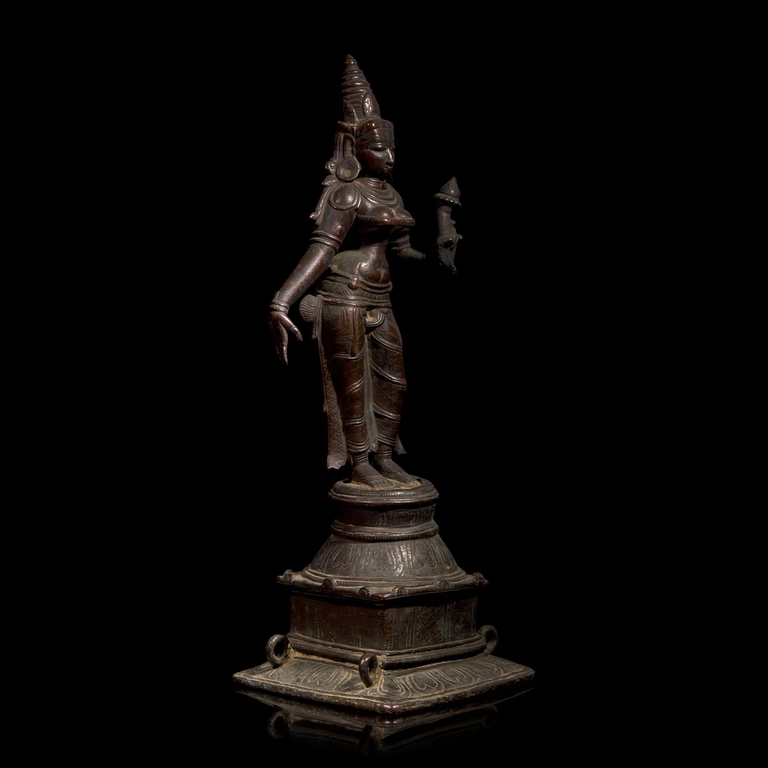 An Indian Bronze Figure of a Standing Female Deity, Budevi, 18th/19th Century or Earlier
