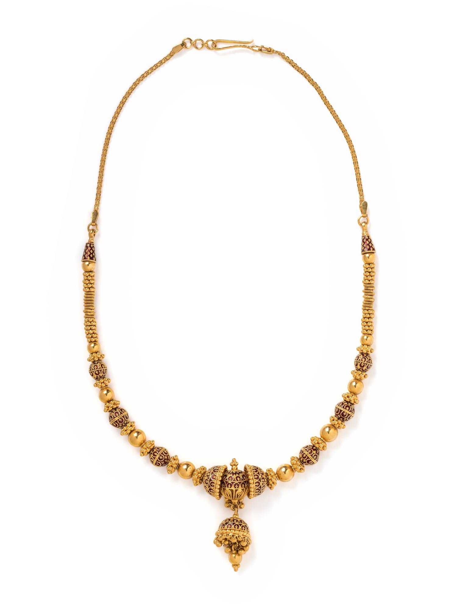 HIGH KARAT GOLD AND ENAMEL NECKLACE