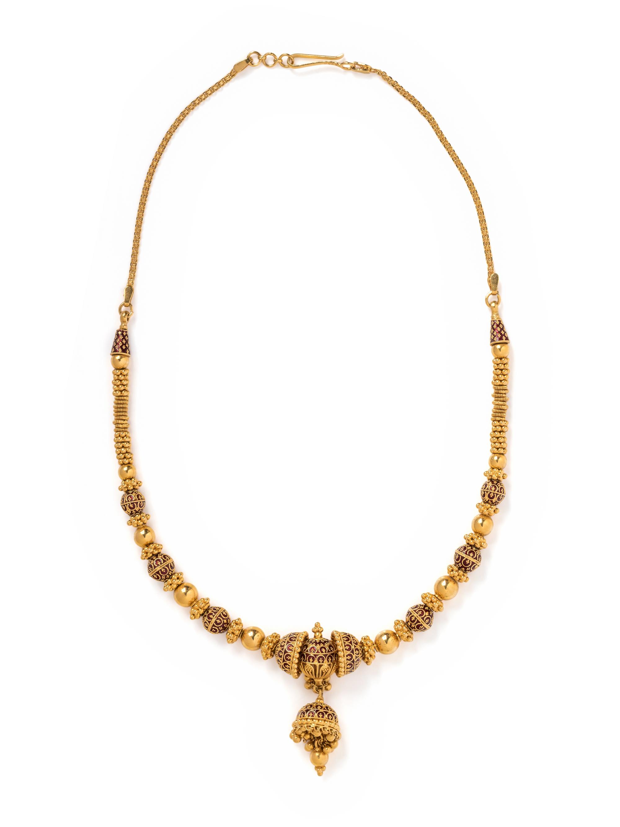 HIGH KARAT GOLD AND ENAMEL NECKLACE