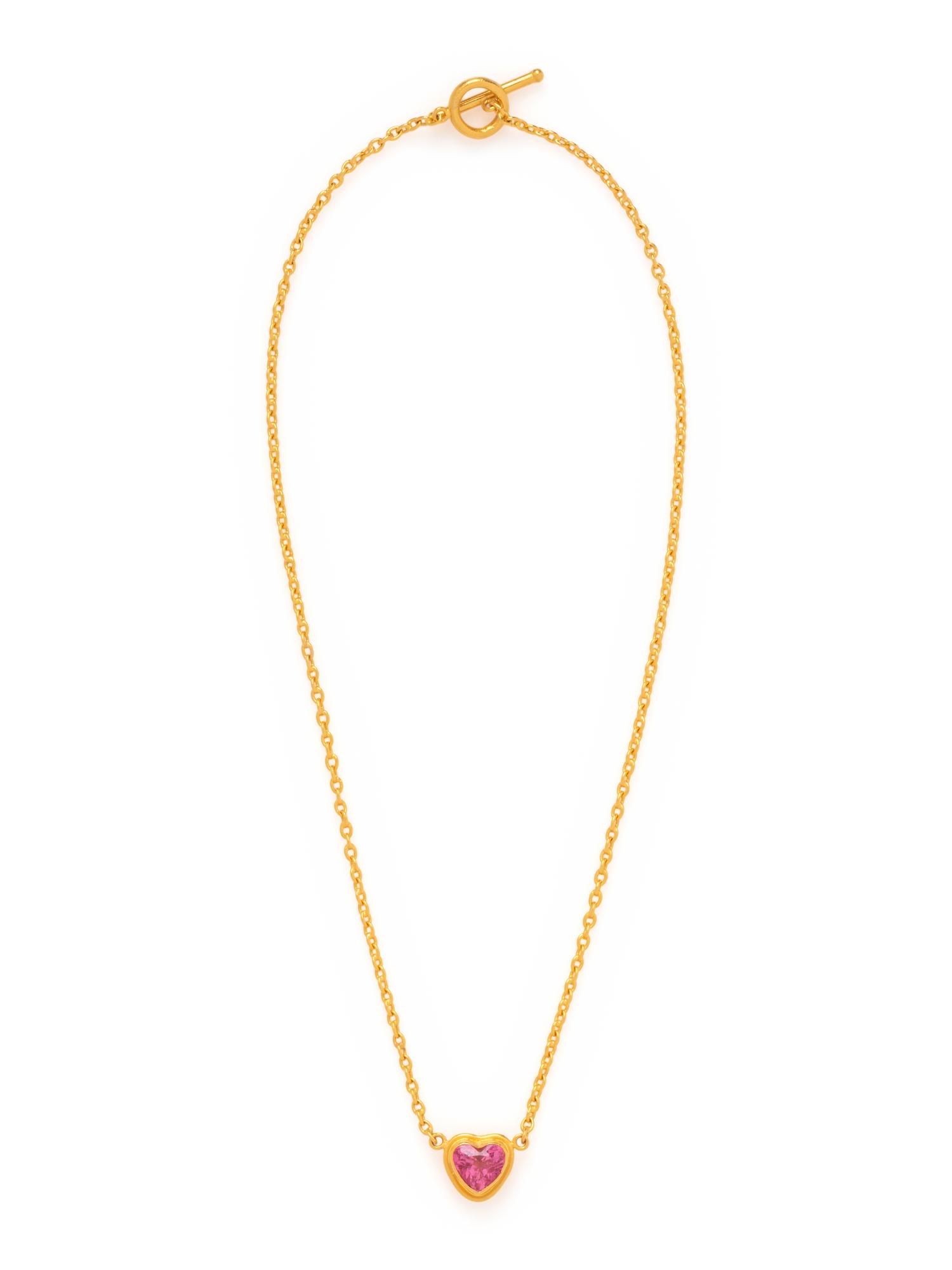 YOSSI HARARI, HIGH KARAT GOLD AND PINK TOURMALINE HEART NECKLACE