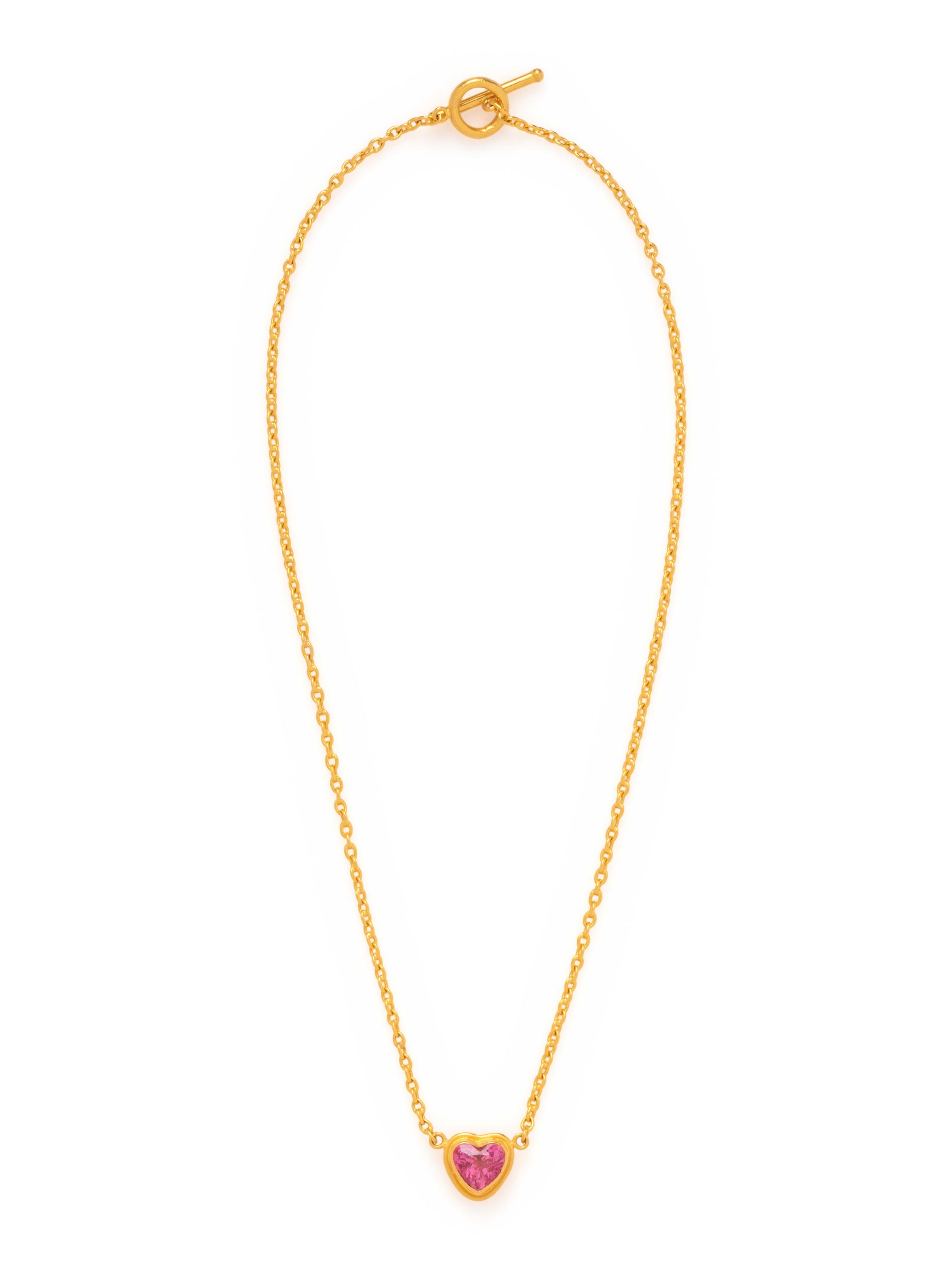 YOSSI HARARI, HIGH KARAT GOLD AND PINK TOURMALINE HEART NECKLACE