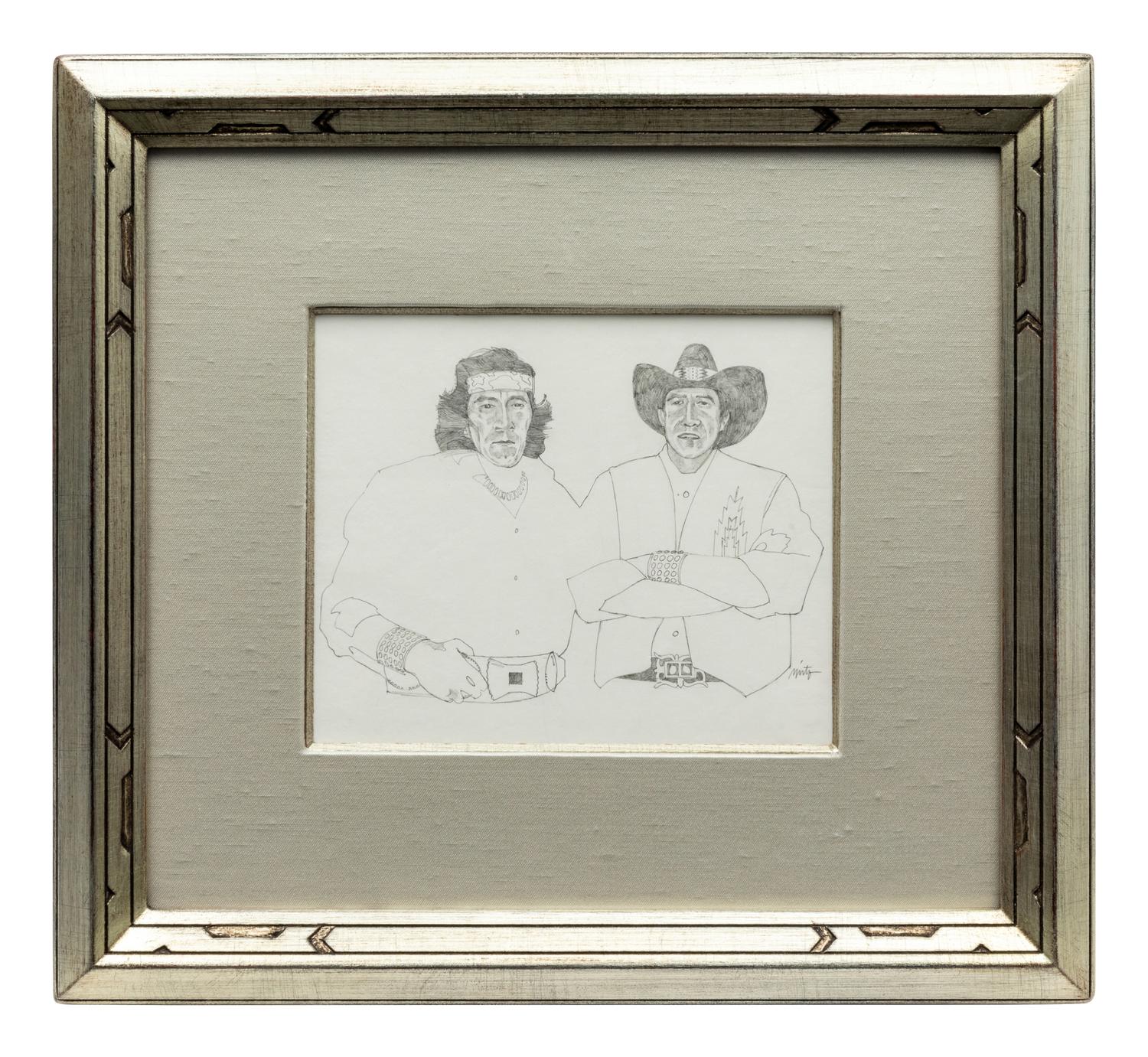 Two Works: Two Figures and Indian with Headband, together with a letter from the artist