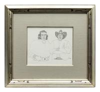 Two Works: Two Figures and Indian with Headband, together with a letter from the artist