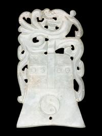 Two Celadon Jade Bell-Form Pendants