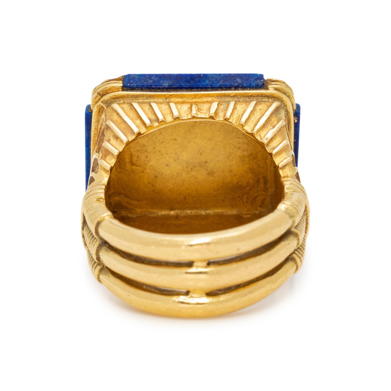 YELLOW GOLD AND HARDSTONE SCARAB RING