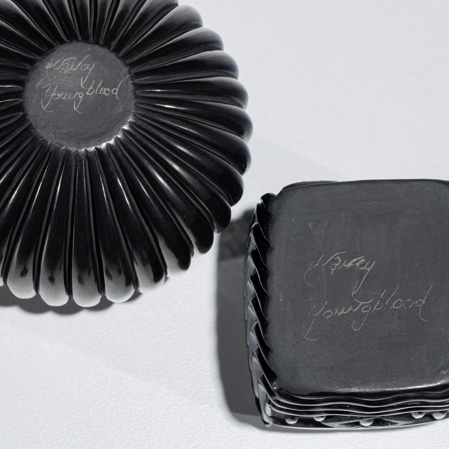 Carved Blackware Pottery Jars