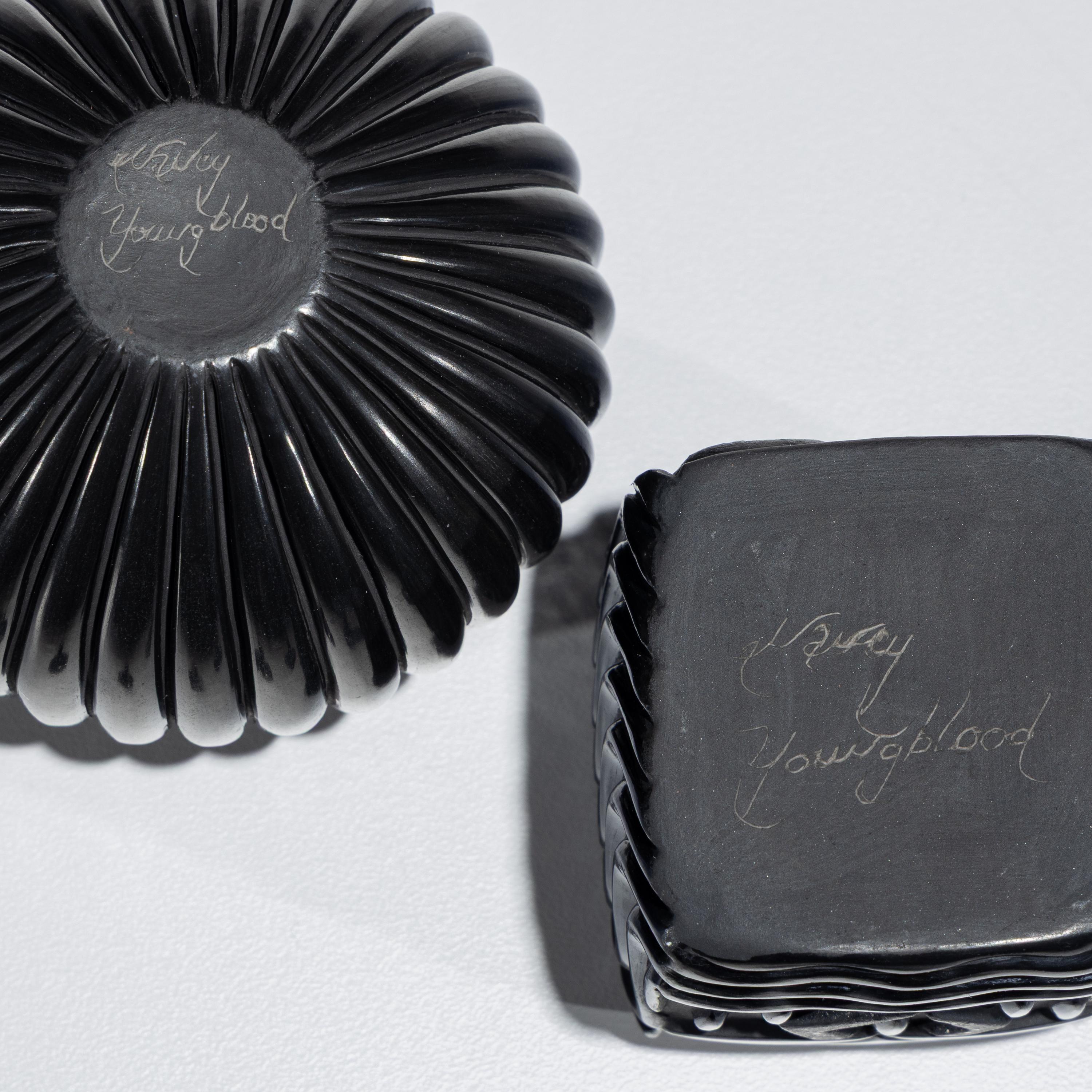 Carved Blackware Pottery Jars