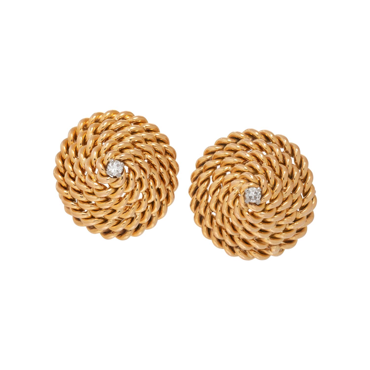 YELLOW GOLD AND DIAMOND CLIP EARRINGS