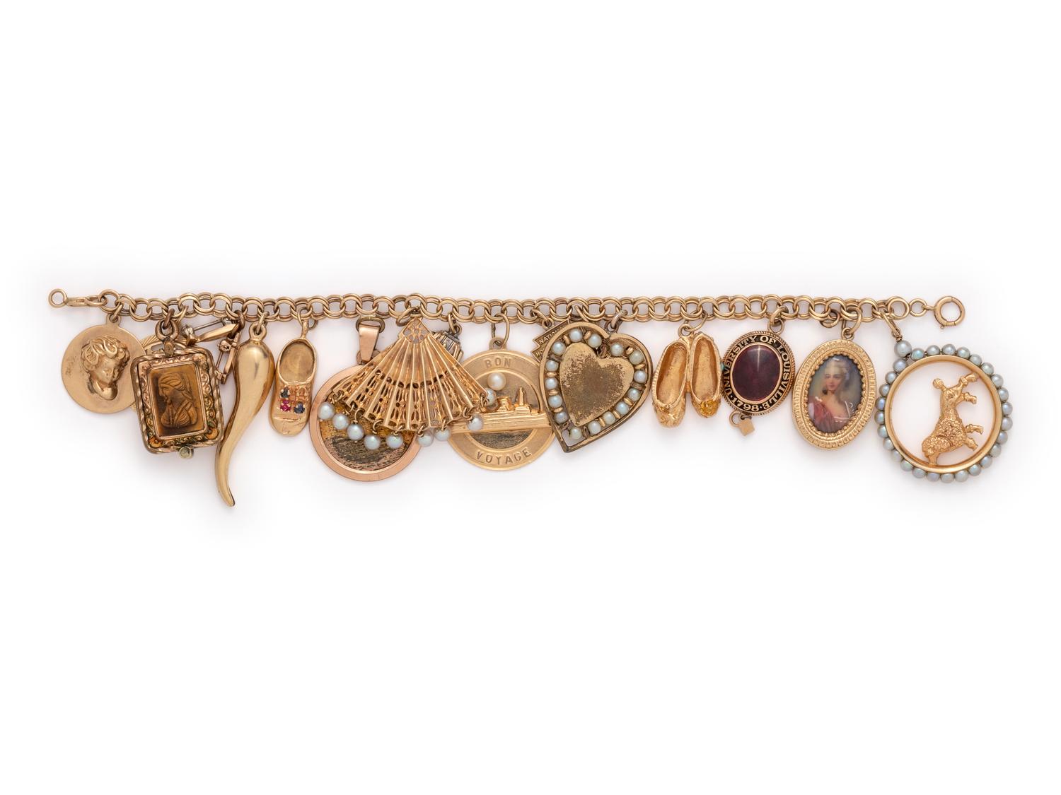 YELLOW GOLD CHARM BRACELET