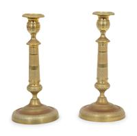 A Pair of Charles X Style Gilt Metal Candlesticks