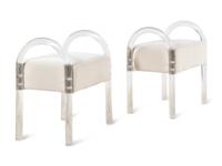 A Pair of Acrylic Upholstered Stools