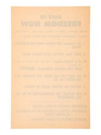 [CIVIL RIGHTS]. March for Freedom Now...Assemble Opposite the White House . [Washington, DC], 14 June 1963. Handbill for march scheduled three days after John F. Kennedy's televised civil rights address.