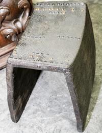An African Studded Wood Stool. Height 13 inches.