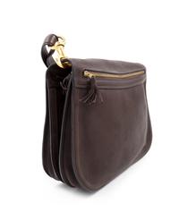 A Gucci Brown Leather Vintage Reversible Saddle Shoulder Bag, 9.75" H x 10.75" W x 2" D; Strap drop: 8.5"- 9".