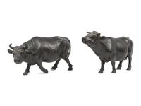 A Pair of Bronze Bulls
