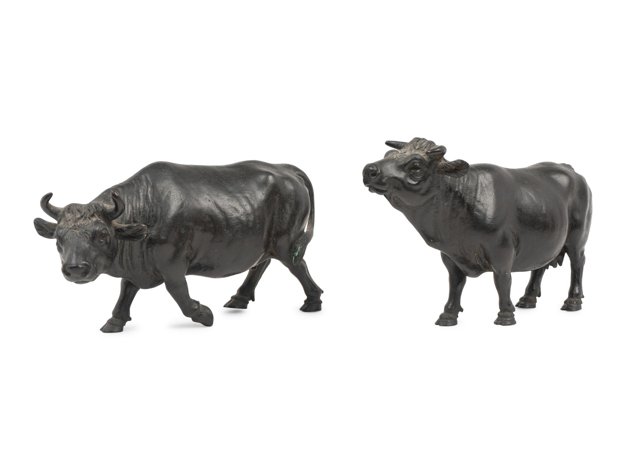 A Pair of Bronze Bulls