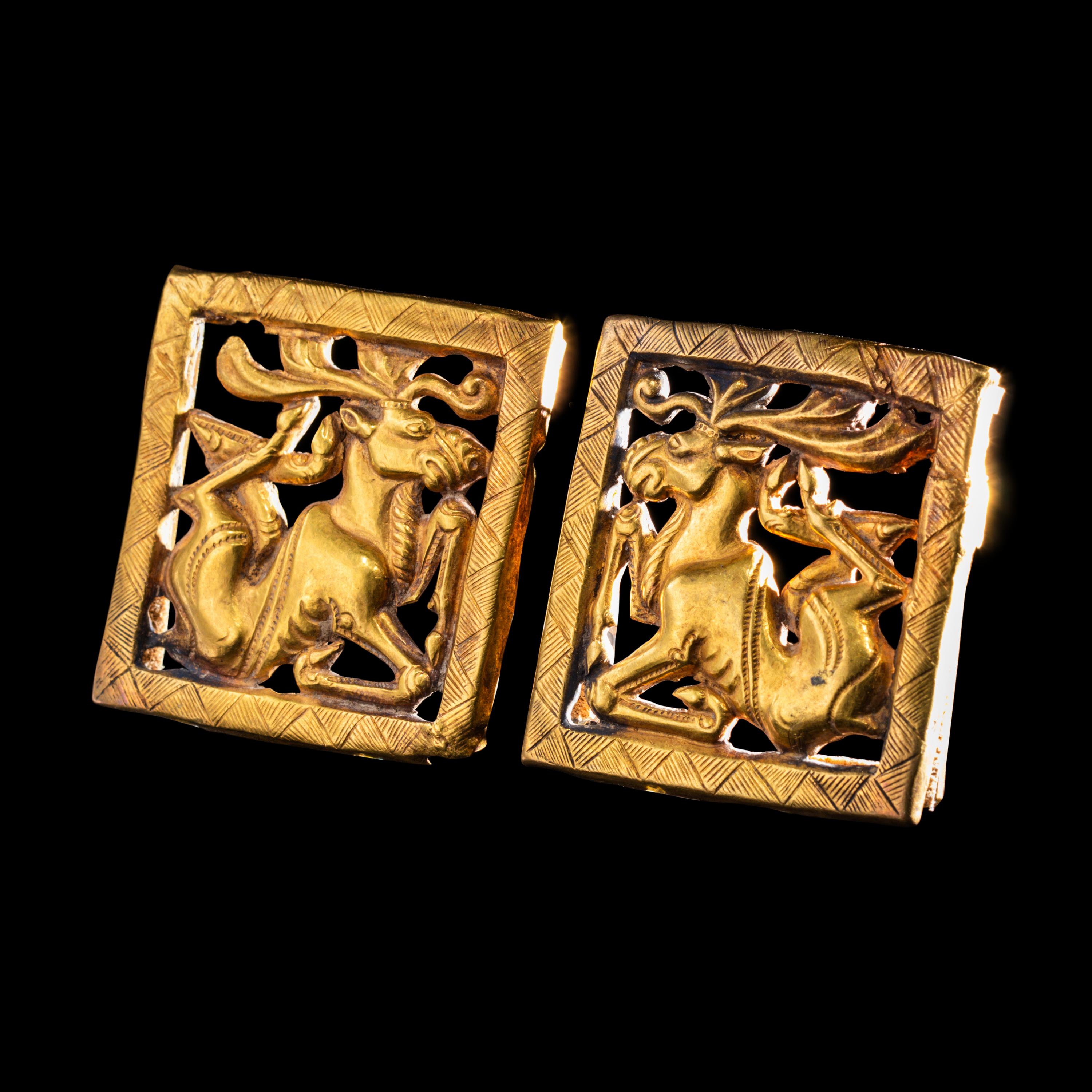 A Pair of Eurasian Gold Plaques with Stags