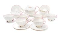 A Belleek Porcelain Neptune Tea Service Height of teapot 5 1/2 inches.