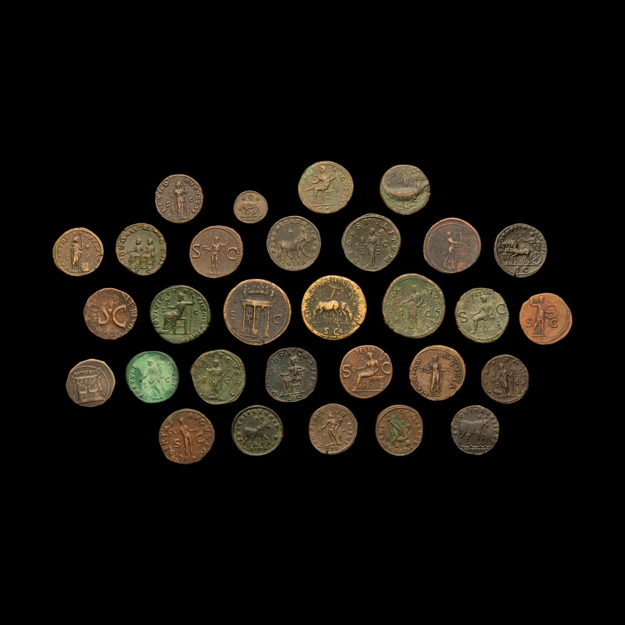 [ANCIENTS] A Collection of Thirty Roman Republic and Empire Bronze or Copper Coins