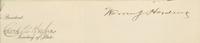 [Presidential] Harding, Warren G. Cut signature