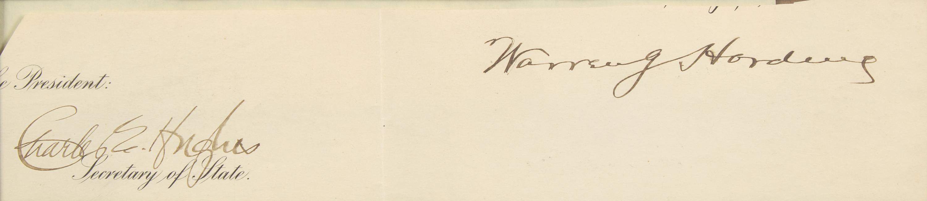 [Presidential] Harding, Warren G. Cut signature