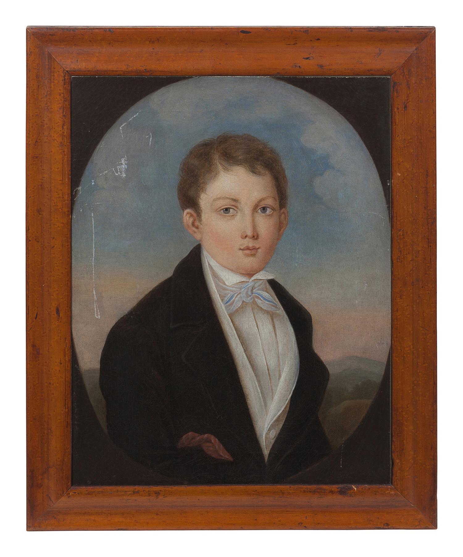 American School 19th Century, A Pair of Portraits: A Boy and Girl
