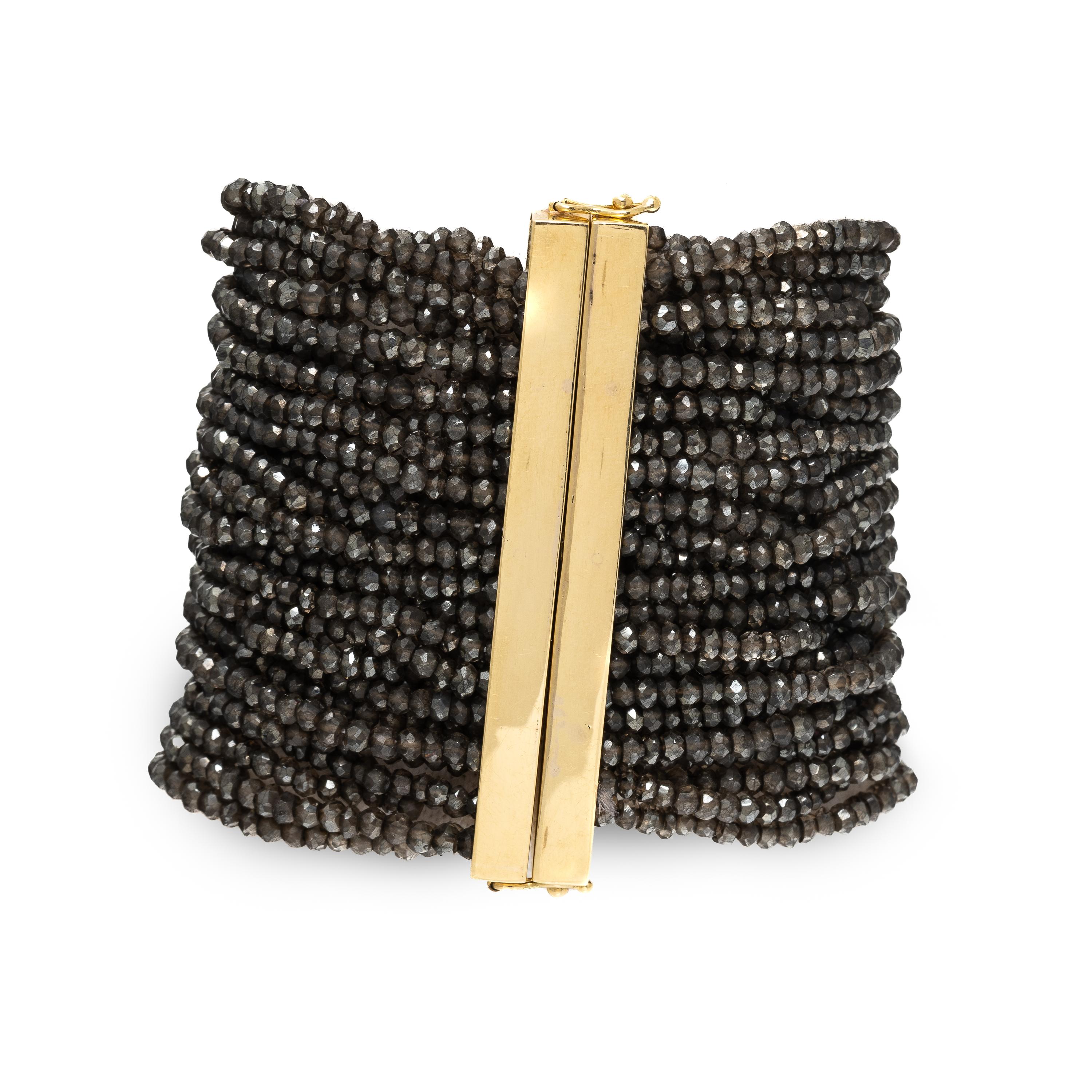 Sazingg, Yellow Gold, Lime Quartz, Diamond, Colored Diamond, and Topaz Beaded Bracelet