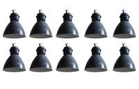 A Set of Ten Enameled Steel Industrial Light Fixtures 20" W x 20" D x 30" H — United States, Circa 1950