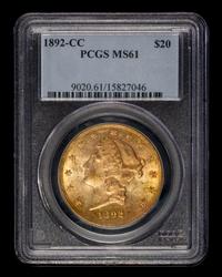 A United States 1892-CC Liberty Head $20 Gold Coin