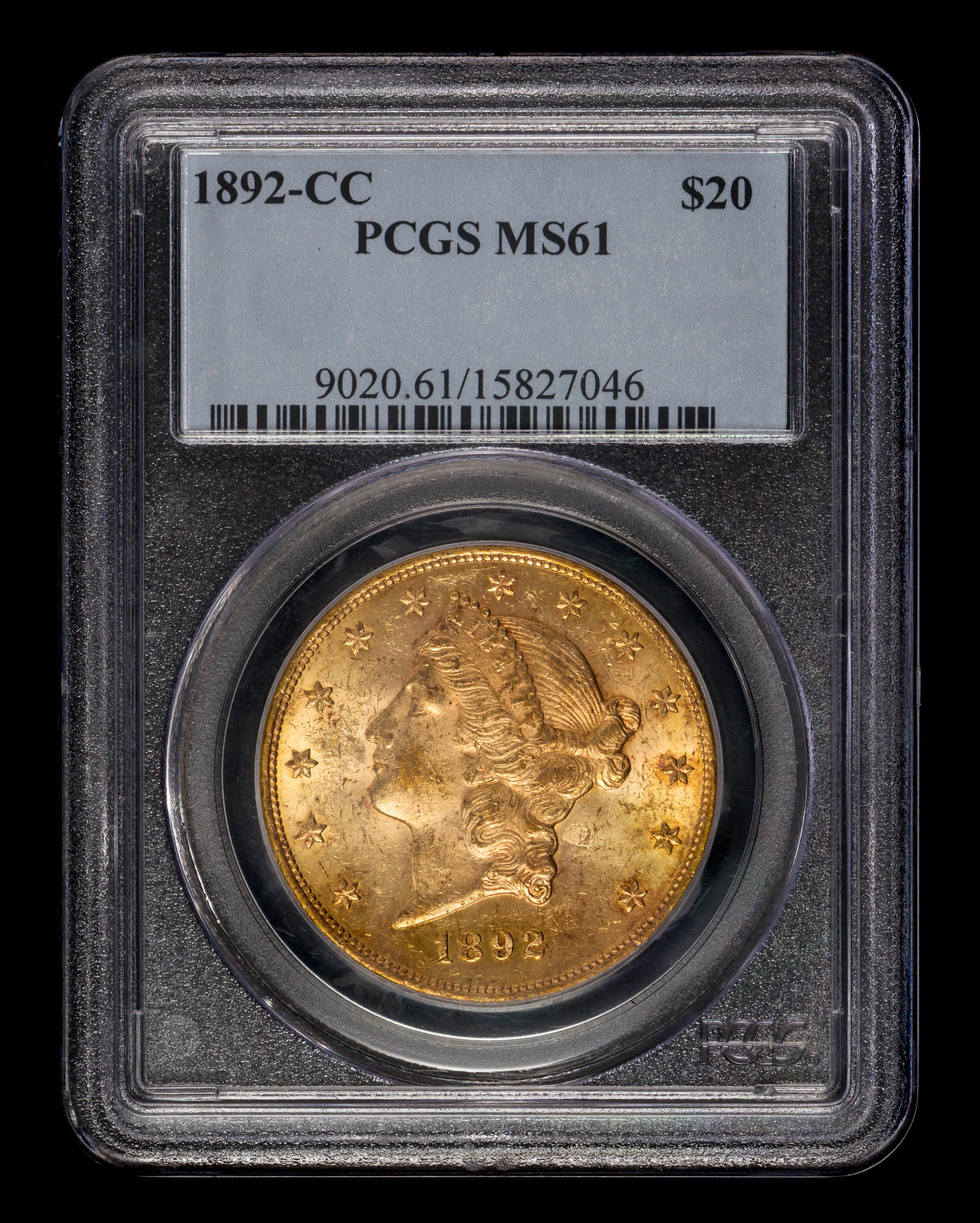 A United States 1892-CC Liberty Head $20 Gold Coin
