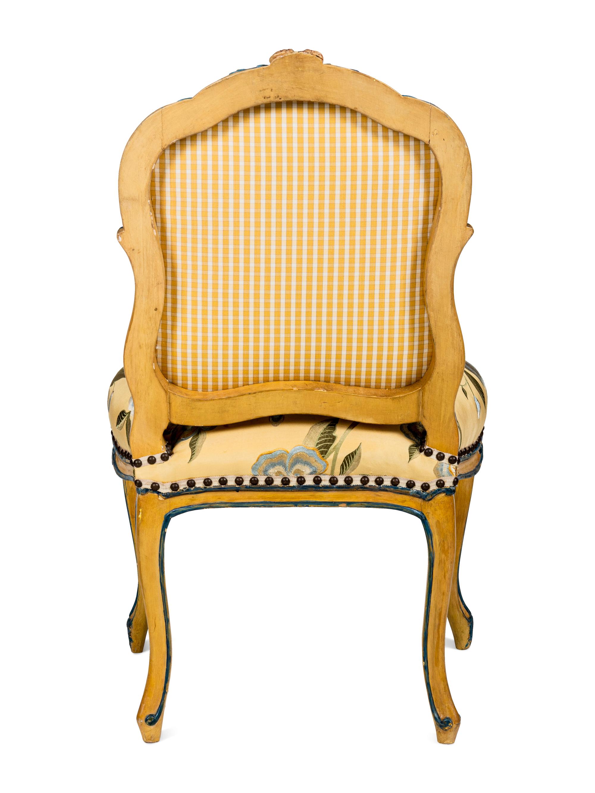 A Set of Four Louis XV Painted Side Chairs