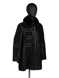 J. Mendel, Cashmere Coat with Leather & Sable Trim