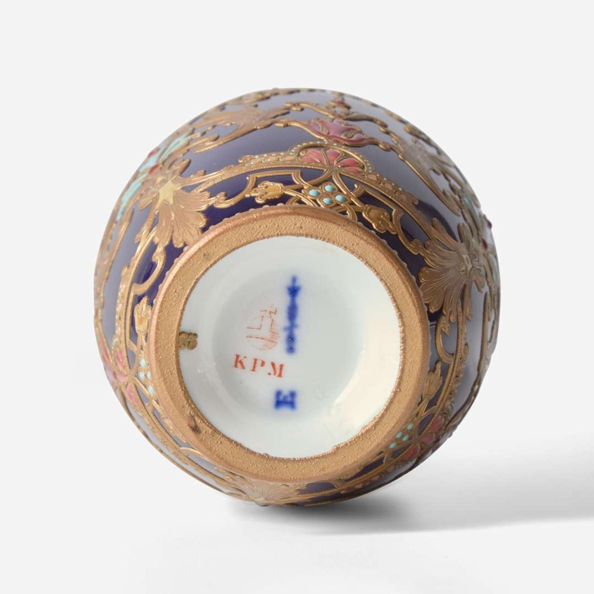 A KPM gilt-silver overlay and enameled porcelain vase Germany, late 19th century