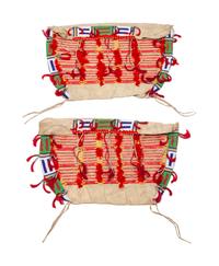Sioux Beaded and Quilled Hide Possible Bags, Matched Pair