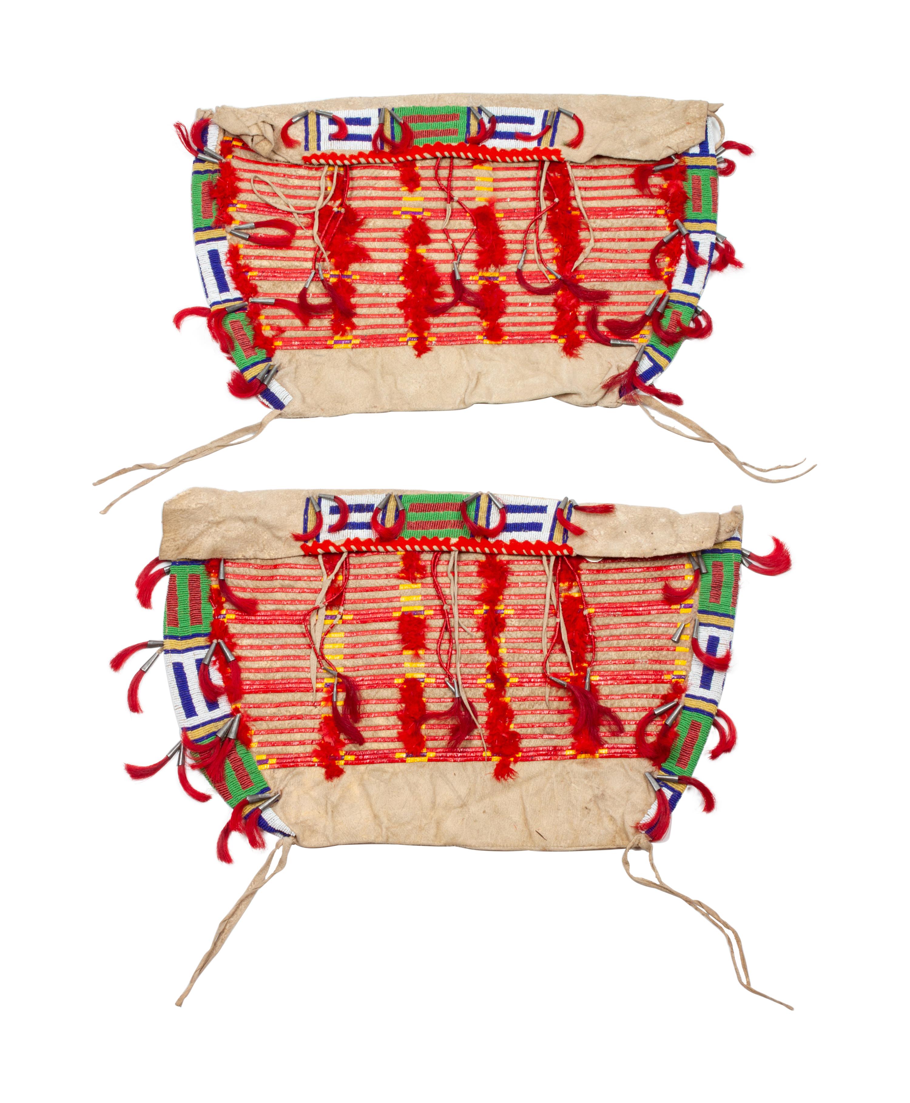 Sioux Beaded and Quilled Hide Possible Bags, Matched Pair
