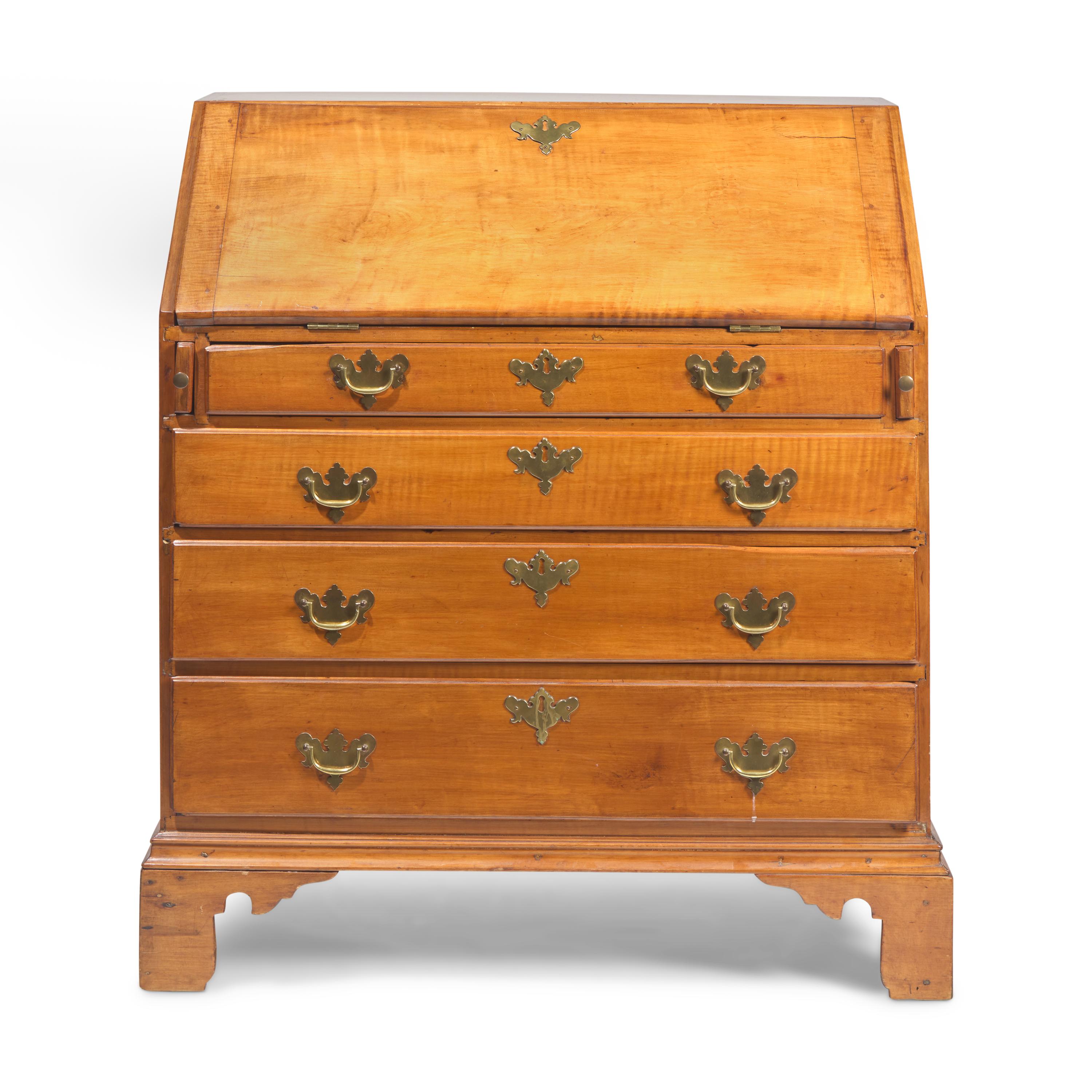 A Chippendale Tiger-Maple Slant-Front Desk
